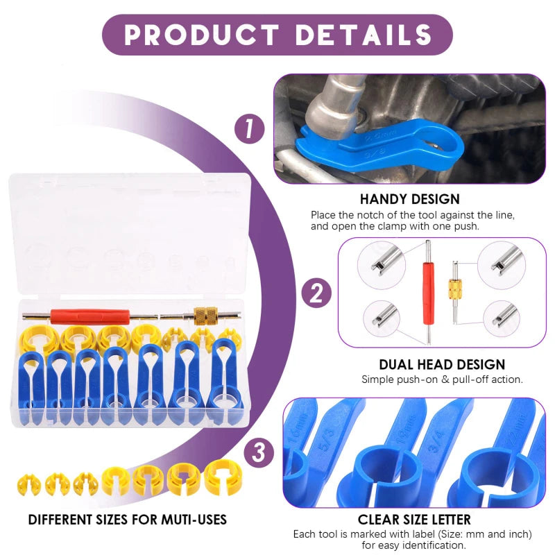 1 Set 7/16pcs Car Auto AC Line Disconnect Tool Fuel Line Disconnect Fuel Line Angled Disconnect Tool Set Fuel Line Removal Tools by GiFiFY