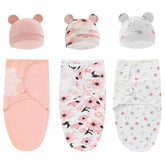 100% Organic Cotton Baby Swaddle Blanket Wrap Hat Set for Infant Adjustable Newborn Swaddle Baby Swaddle for 0-3 Month by DSERS