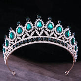 Baroque Blue Green Pink Opal Tiara Crowns Hair Jewelry Rhinestone Diadem Birthday Party Wedding Crystal Bridal Crown Accessories Tiaras by DSERS