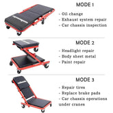 3-in-1 Rolling Mechanic Creeper Z Seat, Foldable Garage Chair Lay Down Sit Lean Back, Under Car Shop Auto Repair, Red Black Mechanic Creeper by DSERS