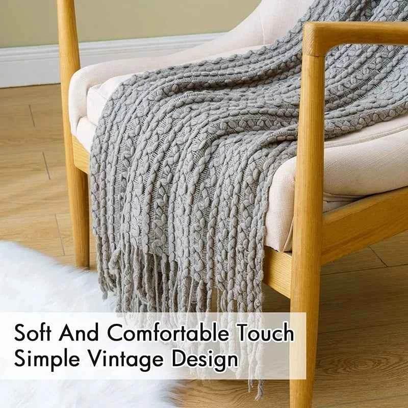 Bohemian Couch Blanket Large Knitted Tassel Throw for Bed Chair Sofa Couch Cover All-Season Blankets Home Decor Soft Comfortable by DSERS