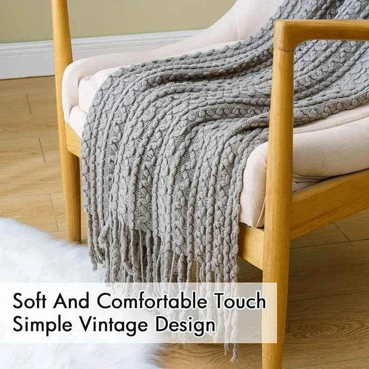 Bohemian Couch Blanket Large Knitted Tassel Throw for Bed Chair Sofa Couch Cover All-Season Blankets Home Decor Soft Comfortable by DSERS