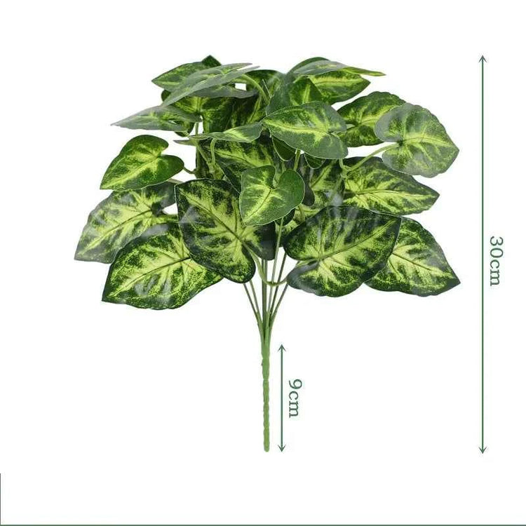 Artificial Plants Leaves Silk Tortoiseshell Leaf Dieffenbough Fake Small Fairy Taro Simulation Green Plant Living Room Decor by DSERS