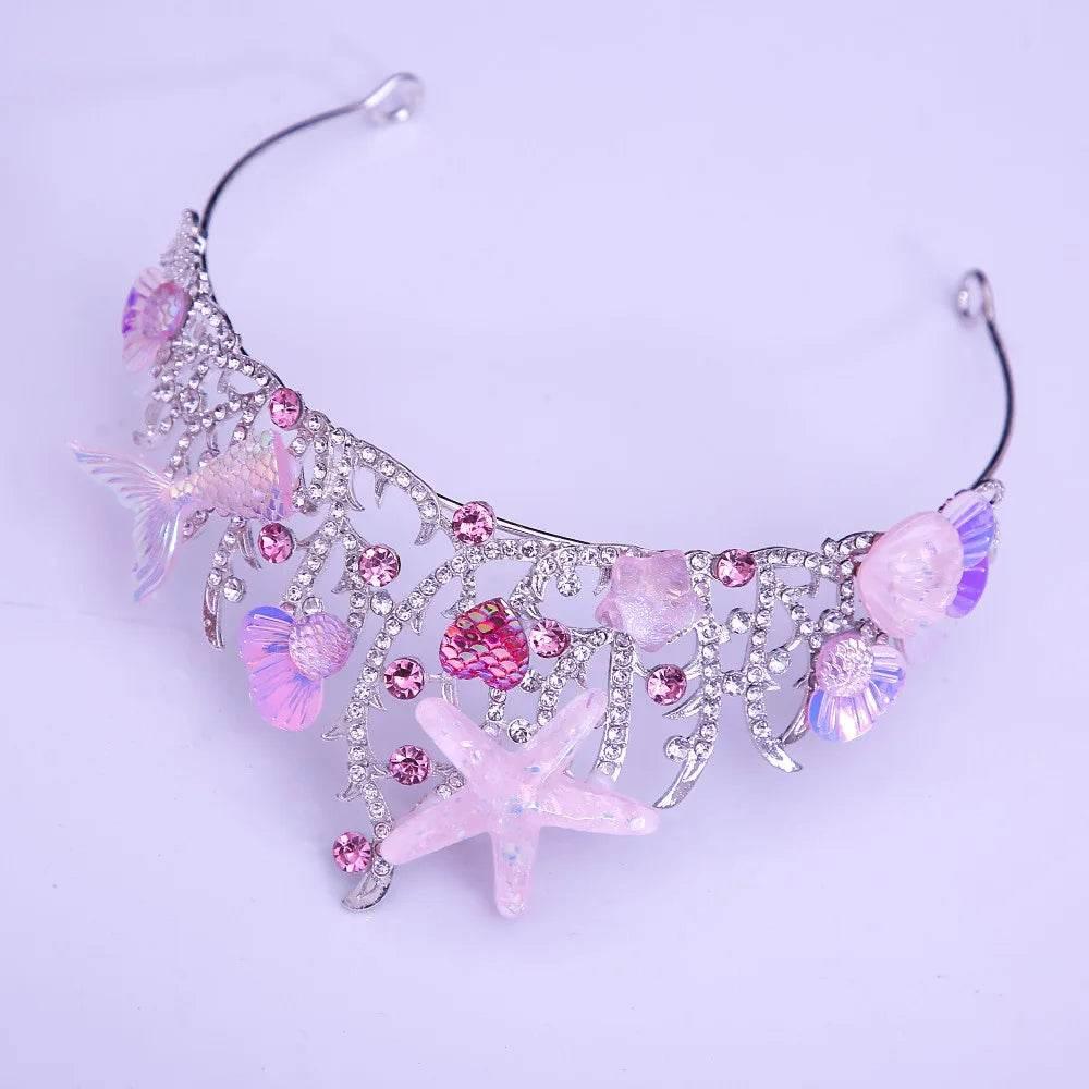New Mermaid Crown Diadem Halloween Ocean Style Costume Seashell Starfish Hair Accessories for Women Girls Birthday Party Tiaras Tiaras by DSERS