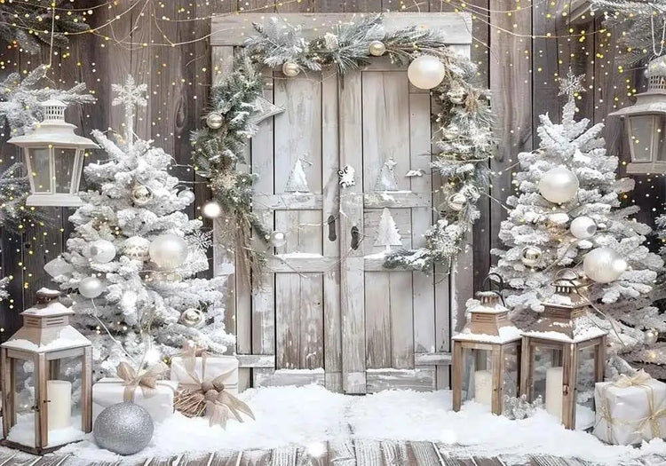 White Christmas Fireplace Background Xmas Tree Garland Gift Photography Backdrop Family Kids Holiday Party Banner Photo Studio by DSERS
