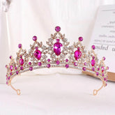 Baroque Gold Color Champagne Crystal Heart Bridal Tiara Crown Rhinestone Pageant Diadem Veil Tiara Headband Wedding Hair Jewelry Tiaras by DSERS