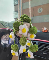 Handmade Crochet Car Styling Plants Succulent Car Plant Ornamentos Decoration Interior Accersories Cute Gift for Women by DSERS