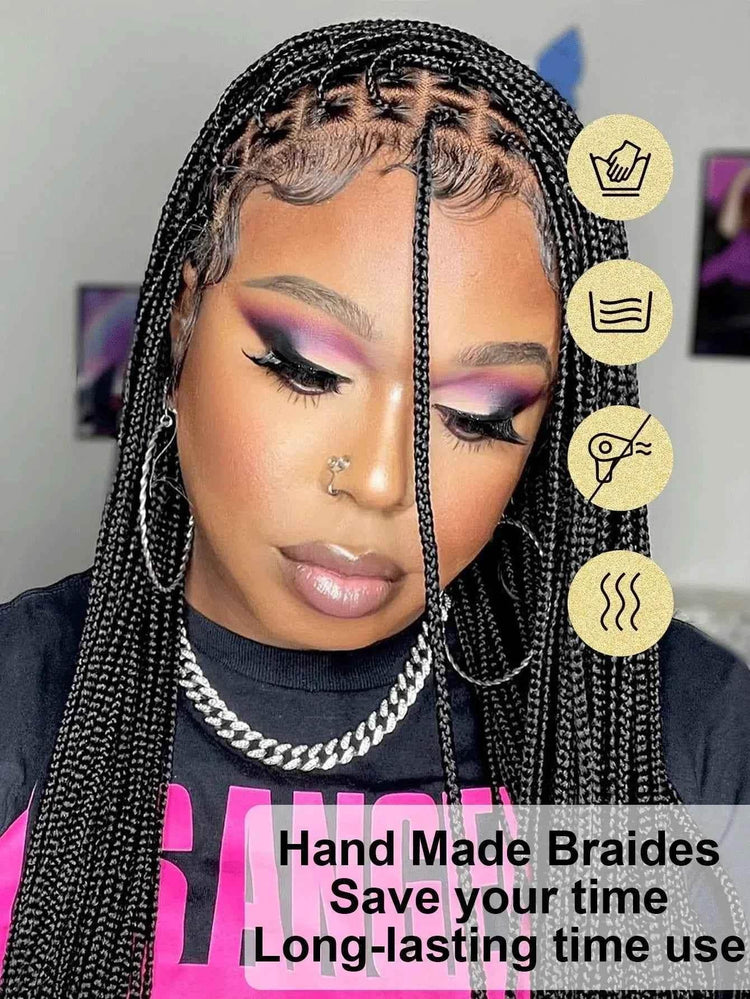 36Inch Cornrow Braided Wigs Synthetic Full Lace Knotless Braided Lace Wig With Baby Hair Small Part Braids Wig For Black Women Braided Wigs by DSERS / AliHairs Store