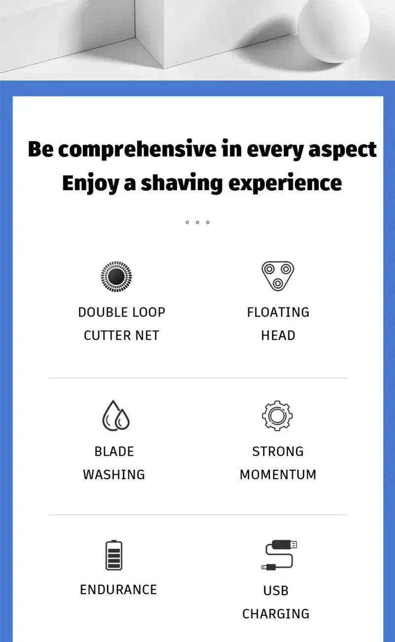 Shaver for Men USB Electric Shaver Powerful Beard Shaving Machine Electric Razor Rechargeable Waterproof Shaver for Men by DSERS