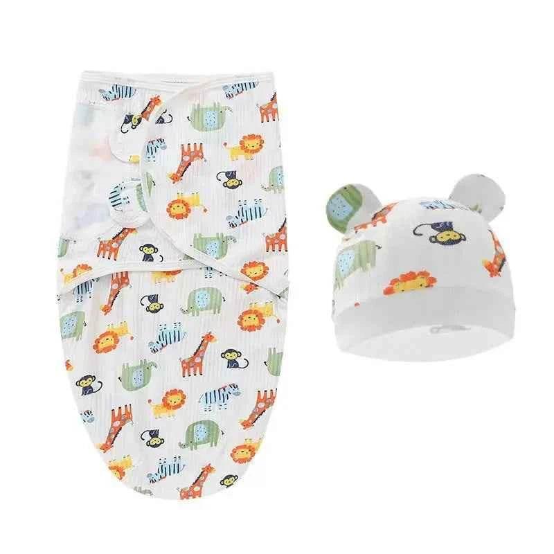 Newborn Baby Wrap Anti-Startle 2Pcs/Set Baby Swaddle Sleeping Cocoon Design 100%Cotton Baby Adjustable Blanket 0-6 Months by DSERS