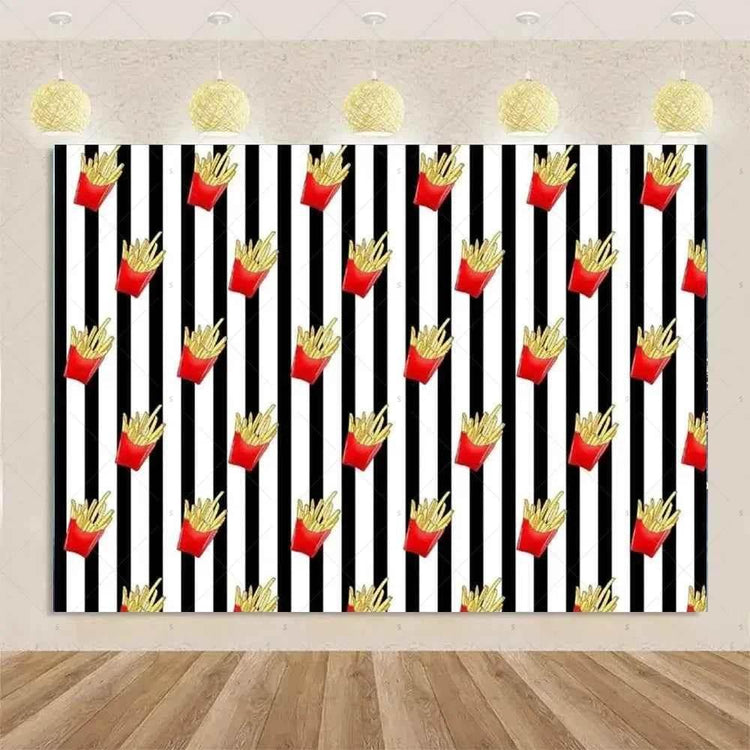 Quick Food Theme Birthday Party Decoration Hamburger French Fries Pizza Background Banner Photography Backdrop Supplies Kid Gift by DSERS