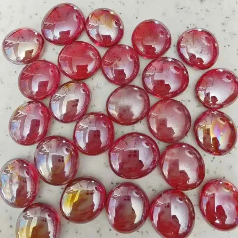 100g/3.52oz(Approx. 18-25pcs) Oblate Bead Glass Mosaic Tiles Colorful Round Mosaic Making Material Multi Diameter DIY Craft Tile by DSERS