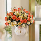 12 Heads Rose Artificial Flowers Fake Two color Flowers with Stems Faux Roses Flower Bouquets Home Wedding Christmas Party Decor by DSERS