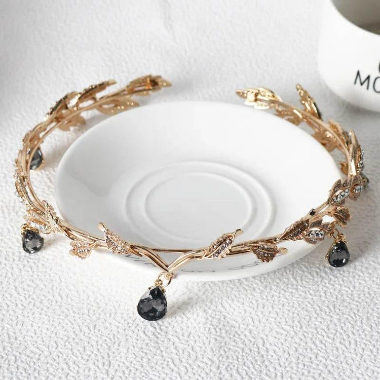 Luxury Crystal Crown Bridal Hair Accessories Wedding Rhinestone Waterdrop Leaf Tiara Crown Headband Frontlet Brides Hair Jewelry Tiaras by DSERS