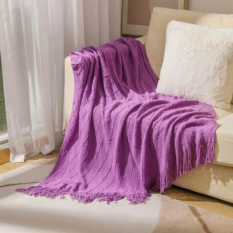 Bohemian Couch Blanket Large Knitted Tassel Throw for Bed Chair Sofa Couch Cover All-Season Blankets Home Decor Soft Comfortable by DSERS