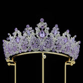Baroque Pink Crystal Beads Bridal Crowns Handmade Tiaras Bride Headbands Rhinestone Diadem Queen Crown Wedding Hair Accessories Tiaras by DSERS