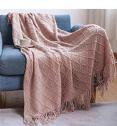 Bohemian Couch Blanket Large Knitted Tassel Throw for Bed Chair Sofa Couch Cover All-Season Blankets Home Decor Soft Comfortable by DSERS