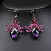 Luxury Purple Crystal Flower Jewelry Set for Women Rhinestone Stud Earrings & Necklace Wedding Party Accessory Bridal Gift by George Black