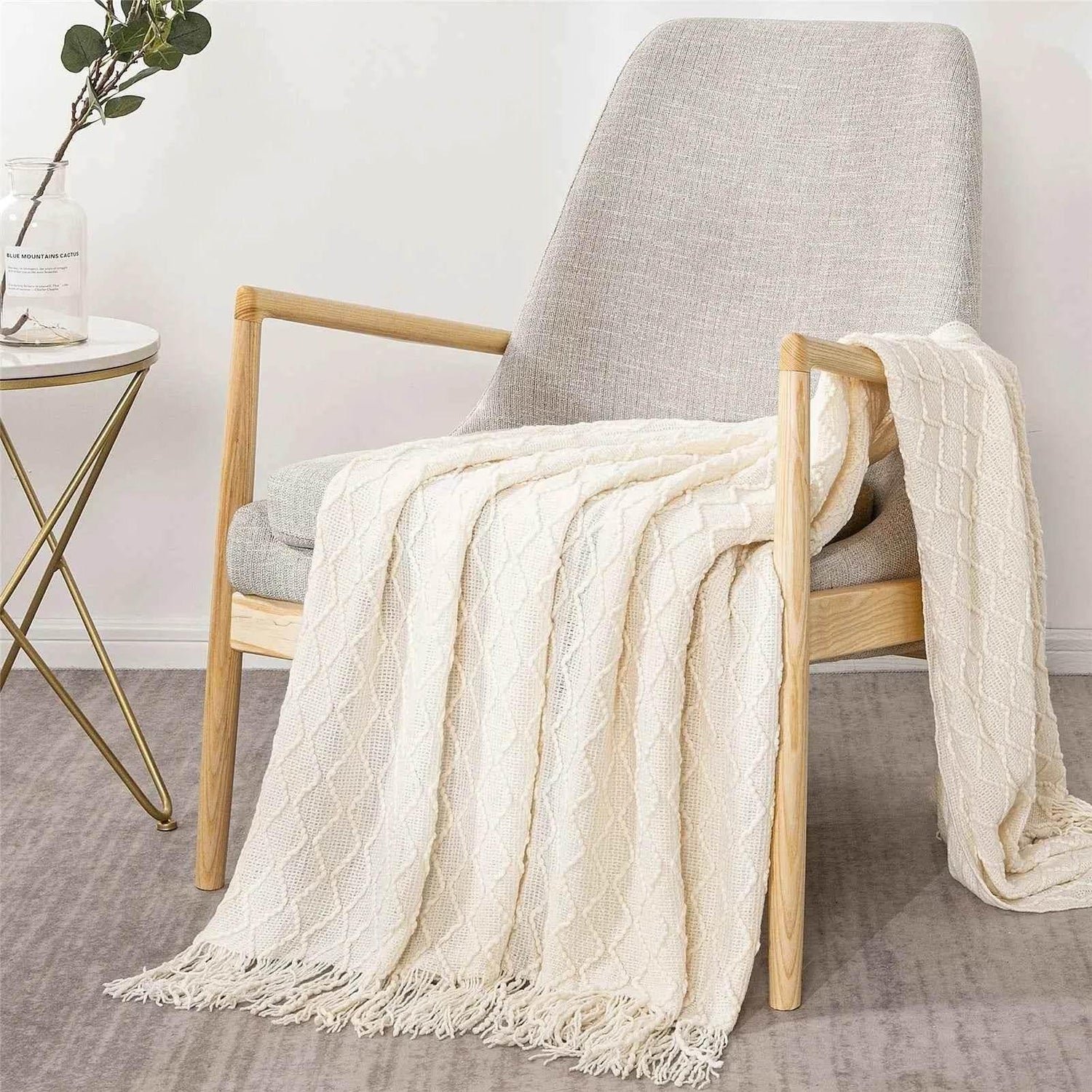 Bohemian Couch Blanket Large Knitted Tassel Throw for Bed Chair Sofa Couch Cover All-Season Blankets Home Decor Soft Comfortable by DSERS