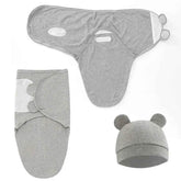 100% Organic Cotton Baby Swaddle Blanket Wrap Hat Set for Infant Adjustable Newborn Swaddle Baby Swaddle for 0-3 Month by DSERS