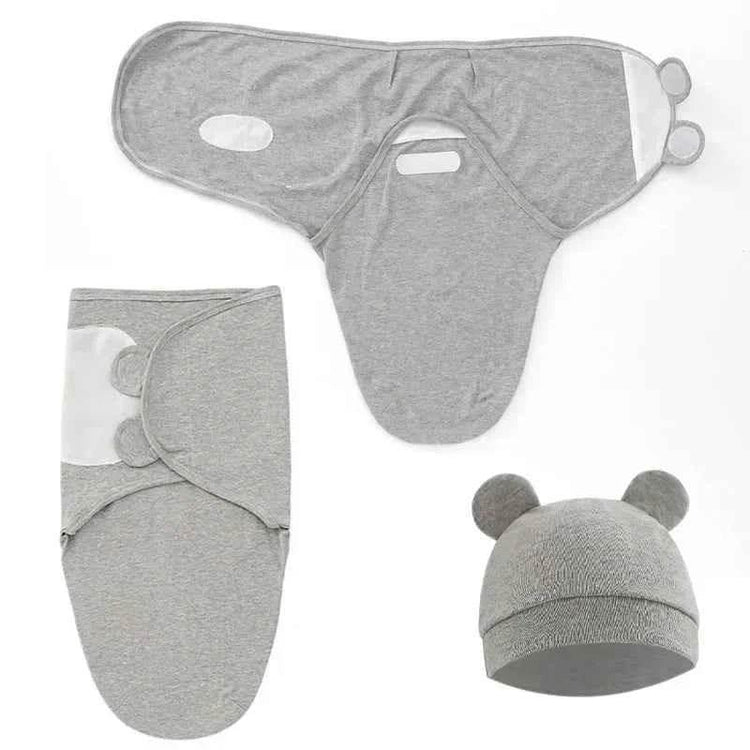 100% Organic Cotton Baby Swaddle Blanket Wrap Hat Set for Infant Adjustable Newborn Swaddle Baby Swaddle for 0-3 Month by DSERS