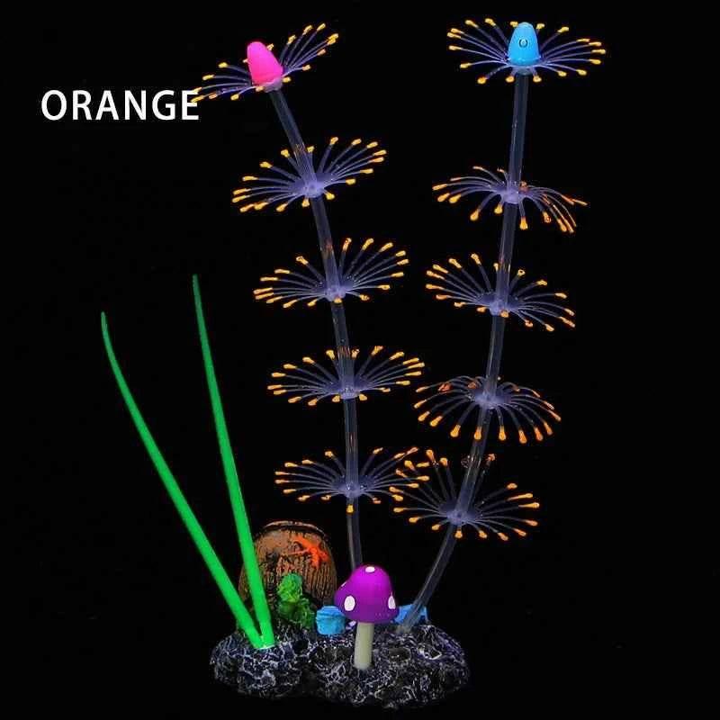 Simulation Aquatic Plants Fluorescent Silicone Water Grass Fish Tank Landscape Aquarium Decoration Coral Landscaping Home Decor by GiFTiFY