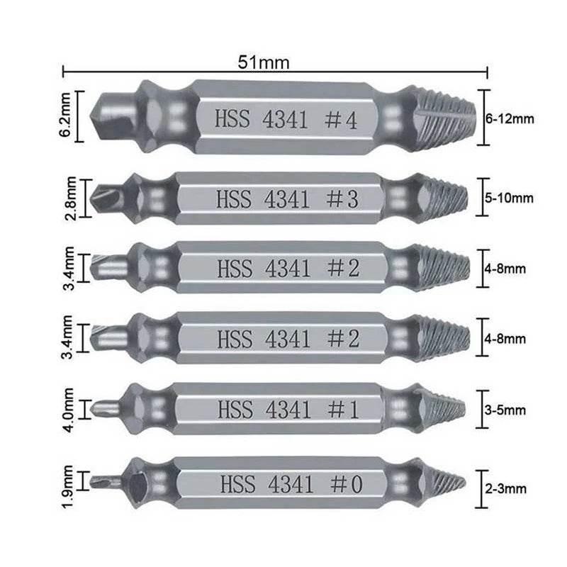 Extractor Double Head Screw Slide Tooth Removal Tool S2 Screwdriver Screwdriver Screwdriver Head Broken Wire Set Extractor Double Head Screw by DSERS