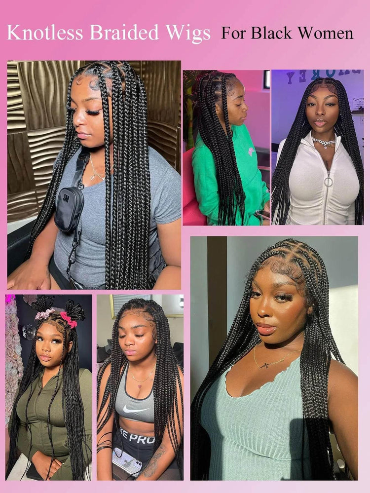 Tribal Synthetic Cornrow Braided Wigs Full Lace Wig 36Inches Knotless Jumbo Knotless Box Braids Wig Square Part For Black Women Braided Wigs by DSERS / AliHairs Store