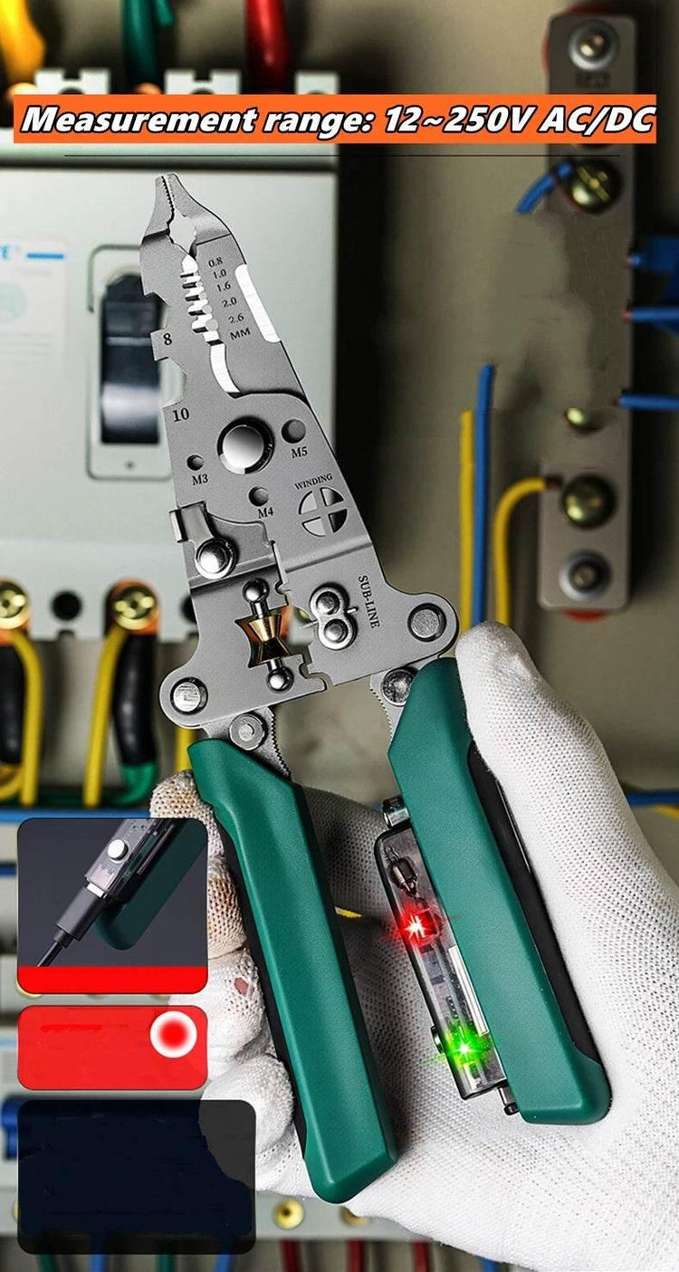 Multifunctional Wire Stripper with Electrical Test Pen Foldable Cable Cutter Crimper Tool, Electrical Folding Pliers for Cutting Multifunctional Wire Stripper by DSERS
