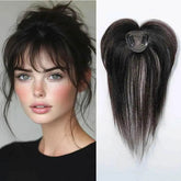 100% Remy Human Hair Toppers with Bangs Light Brown Hairpieces 3D Wispy Human Hair Bangs for Women Thin Hair Real Human Hair Topper Clip In Hair Accessories by Zopi / AliExpress