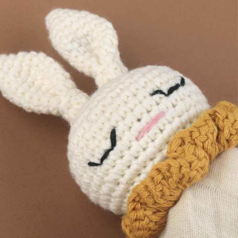 Infant Baby Appease Comforting Towel Crochet Rabbit Burp Cloth Sleep Soothing Doll Toy Pacify Soother Bib for Toddlers A2UB by DSERS