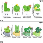 4Pcs/set Resin Succulent Cactus Mini Green Plant Bonsai Small Tree Pot Car Office Home Living Room Decoration Wedding Party Gift by DSERS