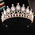 Baroque Luxury Silver Color Pink Opal Crystal Bridal Tiaras Crown Rhinestone Pageant Diadem Headpieces Wedding Hair Accessories Tiaras by DSERS