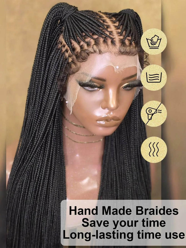 Small Square Knotless Box Braided Wig With Baby Hair Synthetic Full Lace Cornrow Braids Wigs Goddess Braided Wig For Black Women Braided Wig by DSERS / AliHairs Store