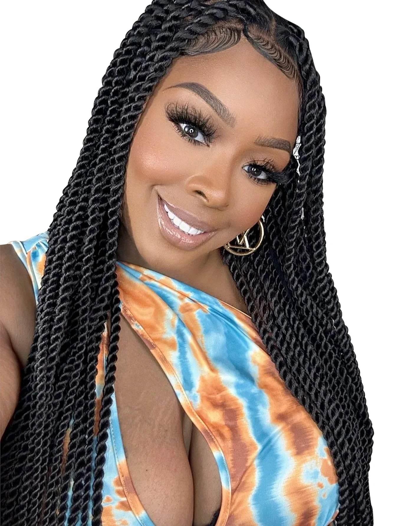 Senegalese Twist Braided Wigs Synthetic Knotless Box Braids Wig For Black Women Full Lace Front Wig Faux Locs Goddess Braids Wig Braided Wigs by DSERS