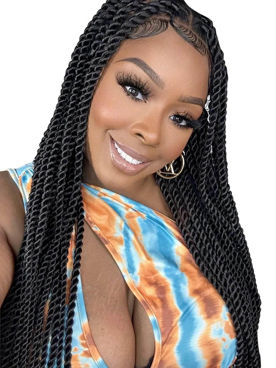 Senegalese Twist Braided Wigs Synthetic Knotless Box Braids Wig For Black Women Full Lace Front Wig Faux Locs Goddess Braids Wig Braided Wigs by DSERS