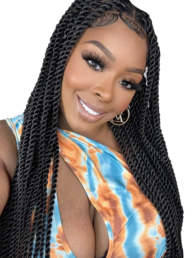Senegalese Twist Braided Wigs Synthetic Knotless Box Braids Wig For Black Women Full Lace Front Wig Faux Locs Goddess Braids Wig Braided Wigs by DSERS