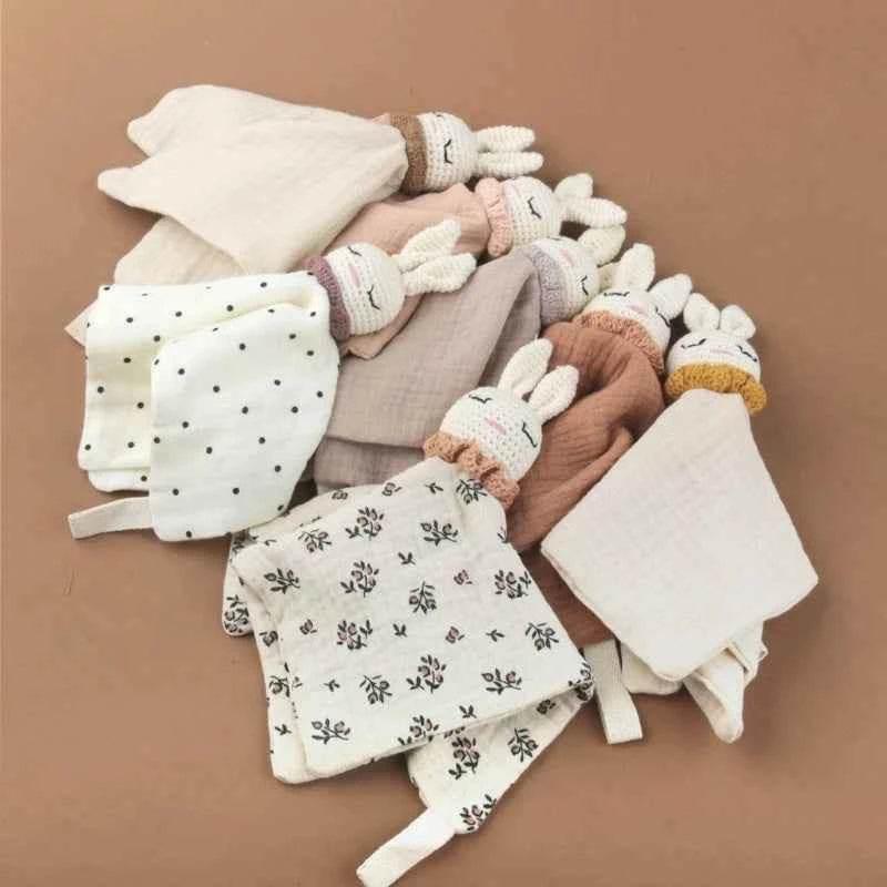 Infant Baby Appease Comforting Towel Crochet Rabbit Burp Cloth Sleep Soothing Doll Toy Pacify Soother Bib for Toddlers A2UB by DSERS