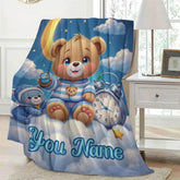 Customized personalized name blanket, printed portable, goodnight bear cartoon, party, birthday, daughter or son gift,sofa，soft by DSERS
