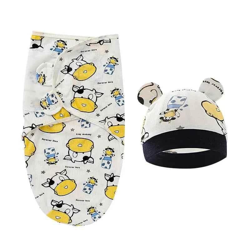 Newborn Baby Wrap Anti-Startle 2Pcs/Set Baby Swaddle Sleeping Cocoon Design 100%Cotton Baby Adjustable Blanket 0-6 Months by DSERS