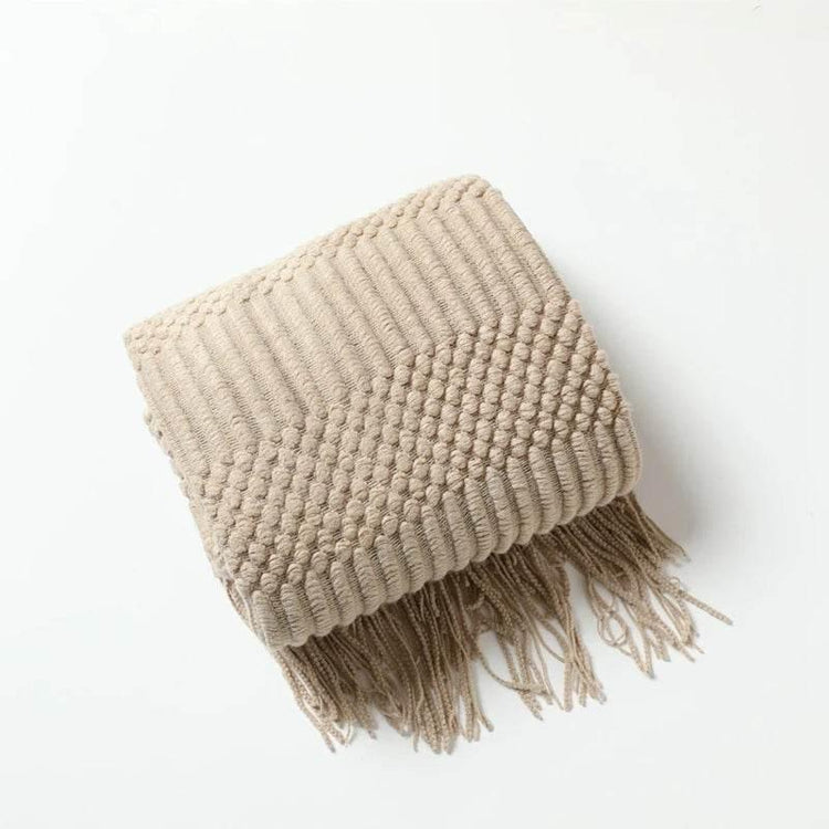 Bohemian Couch Blanket Large Knitted Tassel Throw for Bed Chair Sofa Couch Cover All-Season Blankets Home Decor Soft Comfortable by DSERS