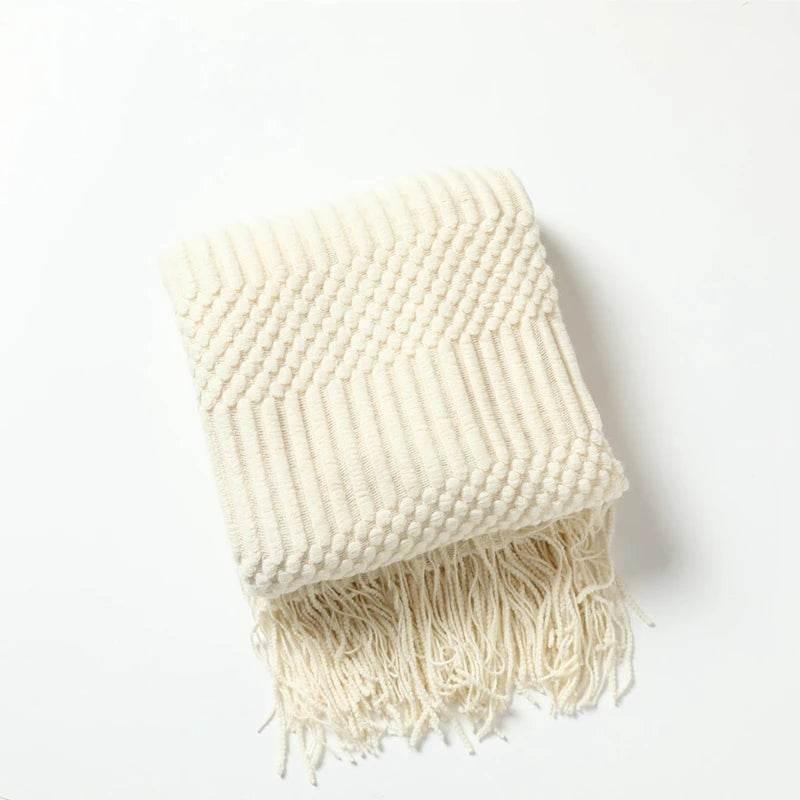 Bohemian Couch Blanket Large Knitted Tassel Throw for Bed Chair Sofa Couch Cover All-Season Blankets Home Decor Soft Comfortable by DSERS