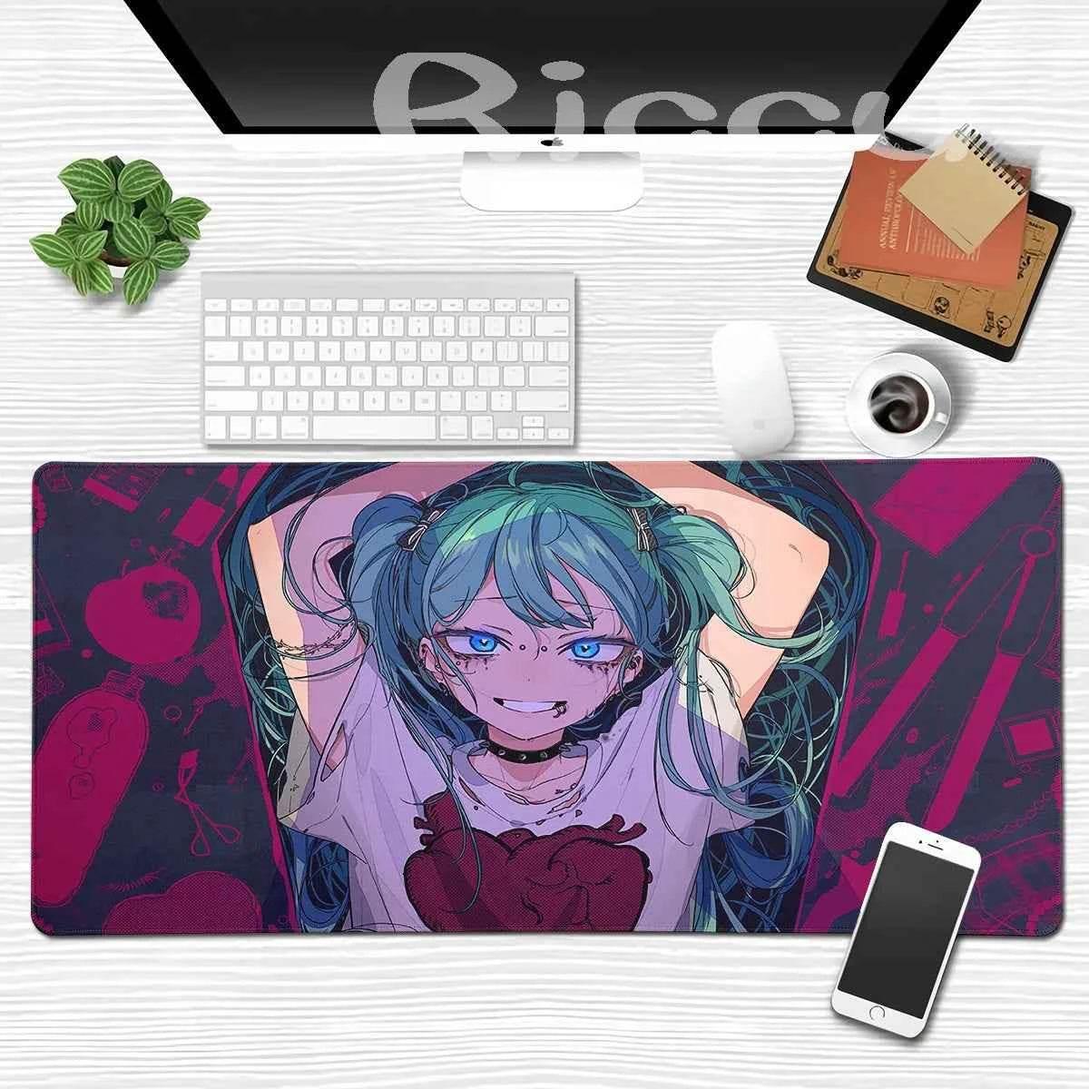 Large Gaming Mouse Pad Hatsune M-miku Mousepad PC Gamer Desk Mat Office Decoration Mouse Mat E-Sports Playmat Game Accessories by DSERS