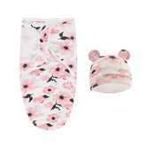 100% Organic Cotton Baby Swaddle Blanket Wrap Hat Set for Infant Adjustable Newborn Swaddle Baby Swaddle for 0-3 Month by DSERS