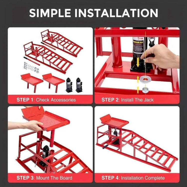 2pcs Heavy Duty Hydraulic Car Ramps 11000lbs Floor Jack Lift Ramps for Oil Changes, Truck Trailer, Home Garage & Auto Repair Car Ramps by DSERS