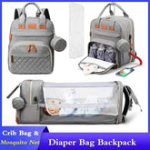 3 In 1 Diaper Bag Backpack Foldable Baby Bed Waterproof Travel Bag with USB Charge Diaper Bag Backpack with Changing Bed 3 types Diaper Bag Backpack by DS