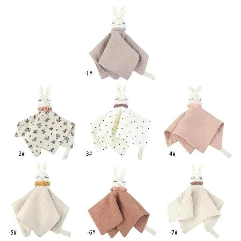 Infant Baby Appease Comforting Towel Crochet Rabbit Burp Cloth Sleep Soothing Doll Toy Pacify Soother Bib for Toddlers A2UB by DSERS