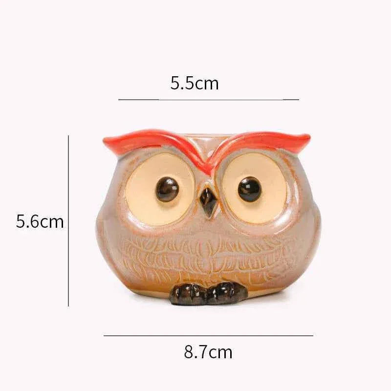 Ceramic Owl Flower Pot Garden Office Decoration Succulent Mini Owl Flowerpot Cute Animal Flowerpot Cactus Plants Planters by DSERS