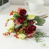 Rose Artificial Flowers Silk Flower with Stems Fake Flowers Bouquet Centerpiece for Party Table Floral Home Bridal Wedding Decor by DSERS