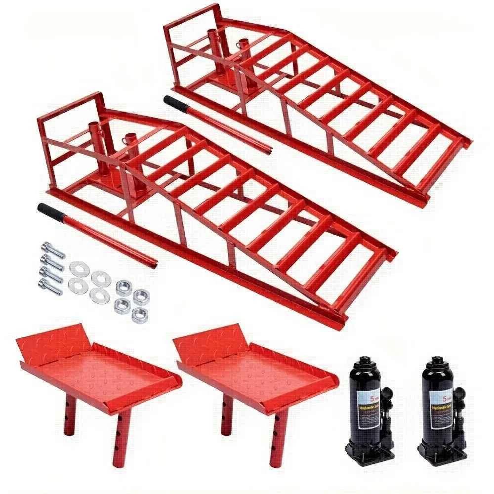 2pcs Heavy Duty Hydraulic Car Ramps 11000lbs Floor Jack Lift Ramps for Oil Changes, Truck Trailer, Home Garage & Auto Repair Car Ramps by DSERS